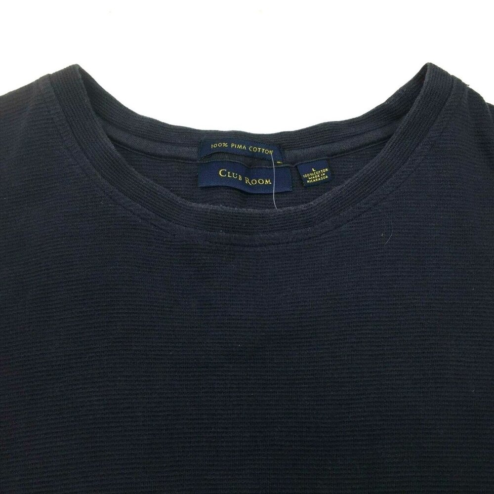 Club Room Mens Navy Blue Ribbed Short-Sleeve Crewneck T-Shirt  Size XL